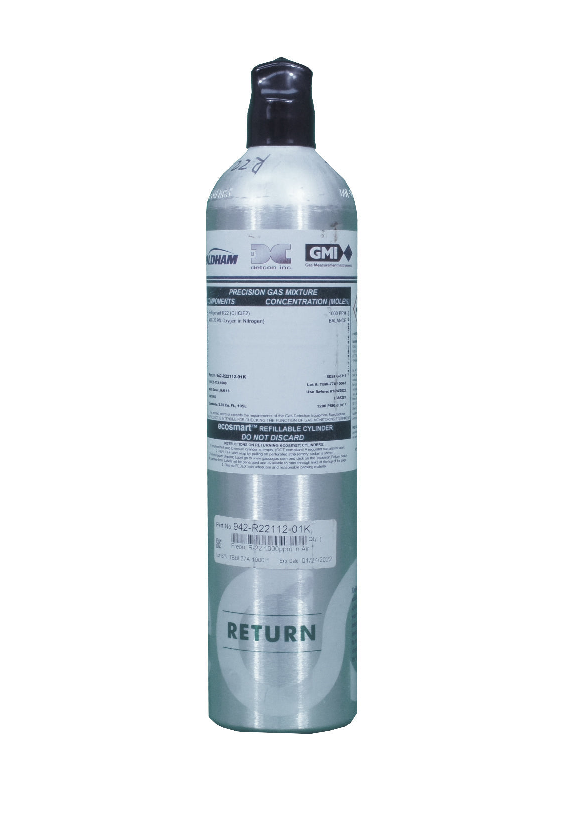 Carbon Monoxide (CO) Calibration Gas Cylinder